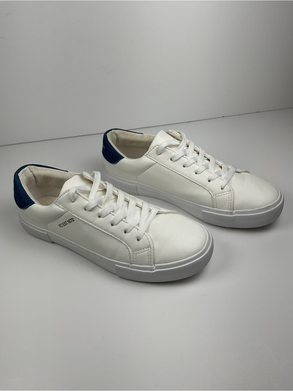French Connection FC Becka S Women’s Sneakers White Blue Denim Size 9